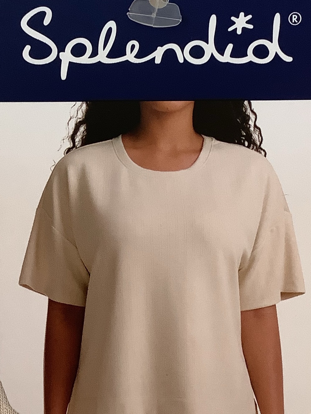 Splendid Women's Cream Short Sleeve Crewneck Oversized Tee Shirt 44% Rayon Sz.S